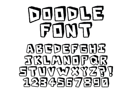 Vector Hand drawn doodle Font Isolated On Backgroundのイラスト素材