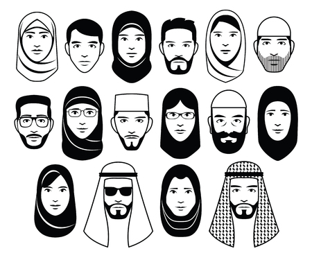 Vector Set Of Different Middle Eastern Peopleのイラスト素材