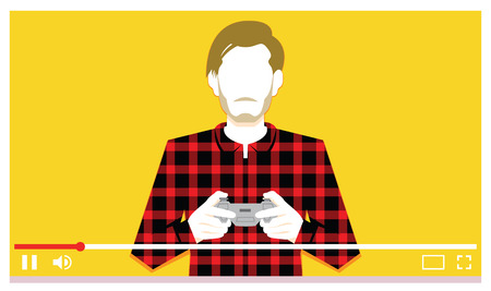 Vector Young Man Playing Videogames On Videoのイラスト素材