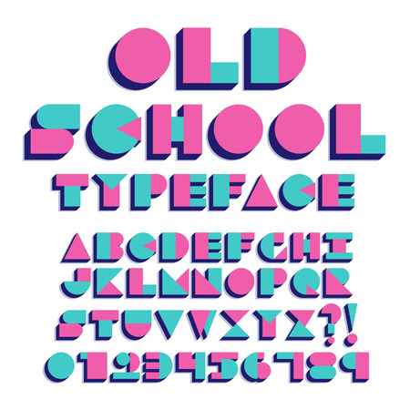 Vector Geometric Retro Font Isolated. 90s 80s Styleのイラスト素材