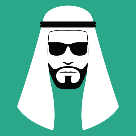 Vector Minimalist Middle Eastern Man Face Isolatedのイラスト素材