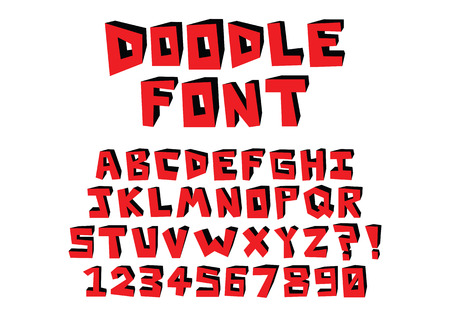 Vector Hand drawn doodle Font Isolated On Backgroundのイラスト素材