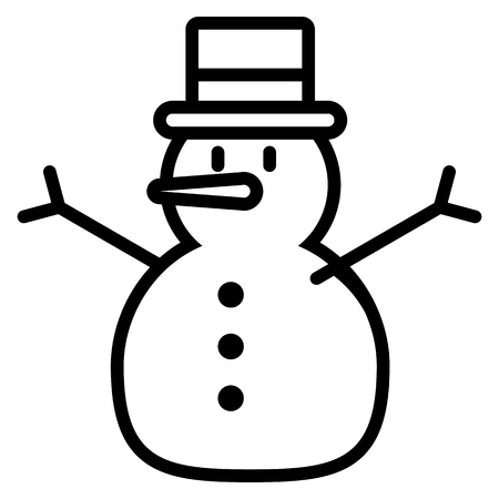 Vector Cartoon Snowman Icon Isolated On White Backgroundの写真素材