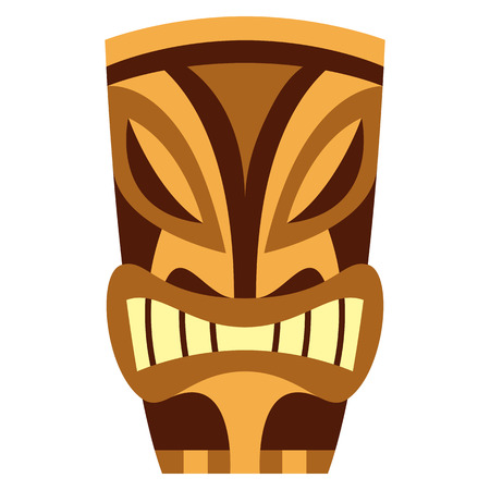 Vector Cartoon Tiki Idol Isolated On White Backgroundのイラスト素材