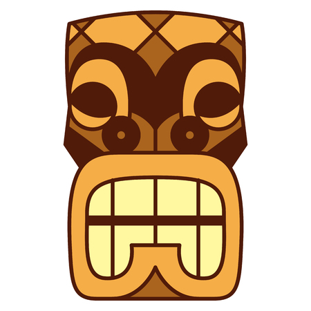 Vector Cartoon Tiki Idol Isolated On White Backgroundのイラスト素材