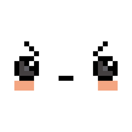 Vector Pixel Cartoon Angry Faceのイラスト素材