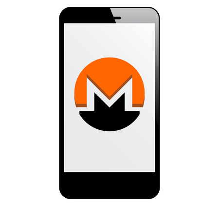 M symbol on phonne screen illustration.のイラスト素材