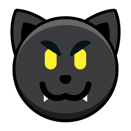 Vector Cartoon Black Cat Emoji Isolated On White Backgroundのイラスト素材