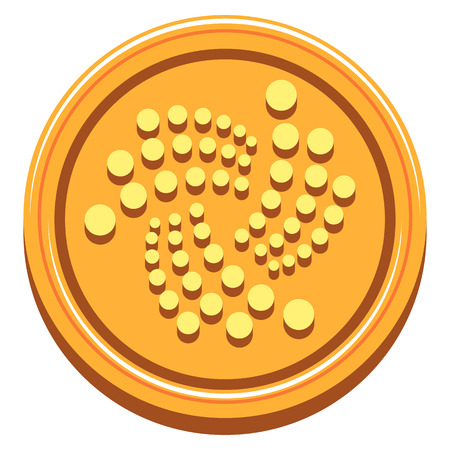 Vector Iota Icon On Golden Coin Isolatedのイラスト素材