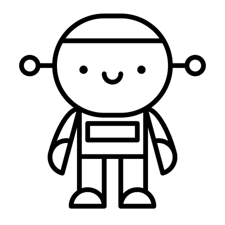 Vector Cartoon Robot Isolated On White Backgroundのイラスト素材