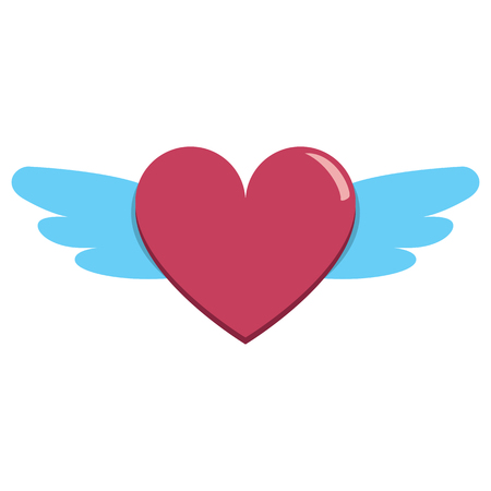 cute kawaii heart with wings colorful isolatedの写真素材