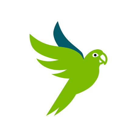 Vector Green Parrot Icon Isolated On White Backgroundのイラスト素材