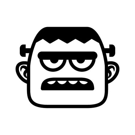 Vector Cartoon Frankenstein Face Isolated On White Backgroundのイラスト素材