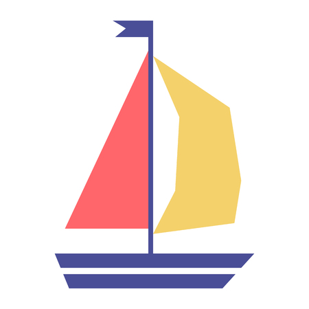 Vector Cartoon Sailboat Icon Isolated On White Backgroundのイラスト素材