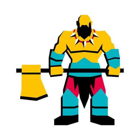 Vector RPG Medieval Fantasy Barbarian Character Isolatedのイラスト素材