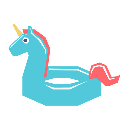Vector Cartoon Inflatable Unicorn Icon Isolated On White Backgroundのイラスト素材
