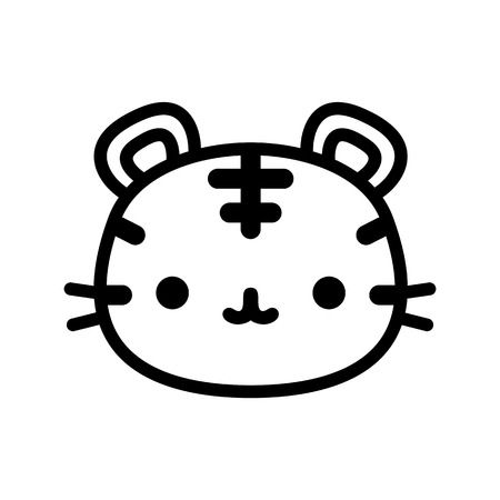 Vector Cartoon Tiger Icon Isolated On White Backgroundのイラスト素材