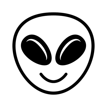 Vector Cartoon Alien Face Isolated On White Backgroundのイラスト素材