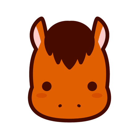 Vector Cartoon Horse Icon Isolated On White Backgroundのイラスト素材