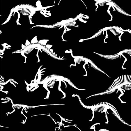 Vector Different Dinosaur Skeletons Design Seamless Patternのイラスト素材