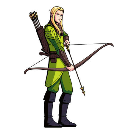 Isolated archer elf. Fictional and mythological characters - Vectorのイラスト素材