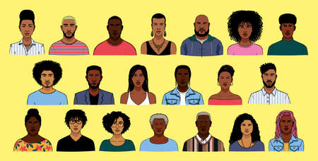 Set of afro american people - Vector illustration