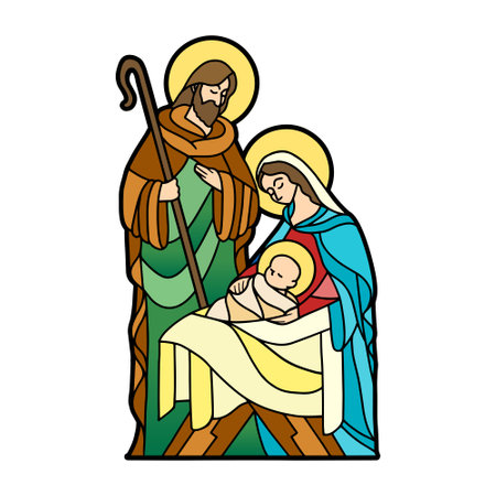 Nativity in stained glass. Christmas season - Vectorのイラスト素材