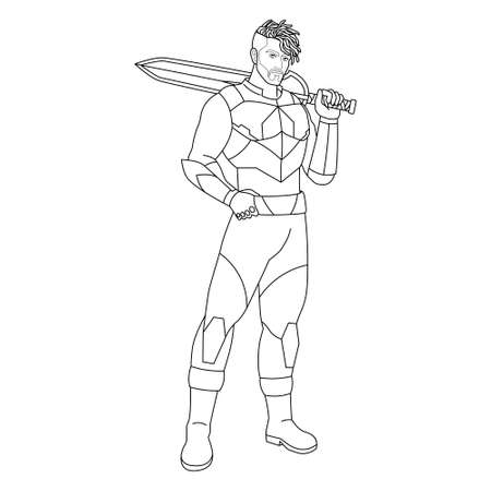 Outline of a superhero cartoon - Vector illustrationのイラスト素材