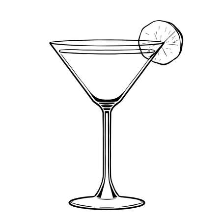 Isolated lemon cocktail draw drink bar illustration vectorのイラスト素材