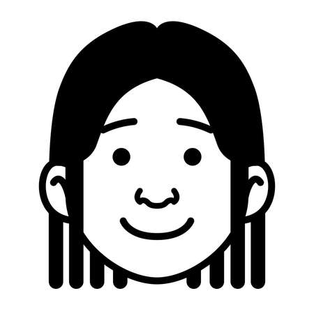 Isolated monochrome avatar of a woman Vector illustrationのイラスト素材