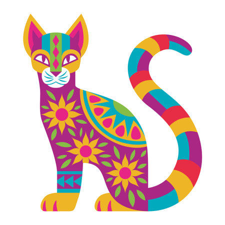 Isolated colored cat alebrije mexican traditional cartoon Vector illustrationのイラスト素材