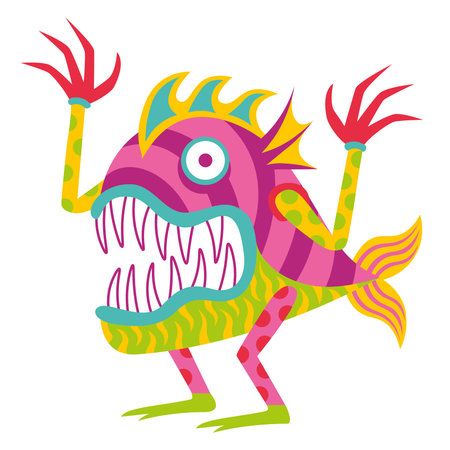 Isolated colored fish alebrije mexican traditional cartoon Vector illustrationのイラスト素材