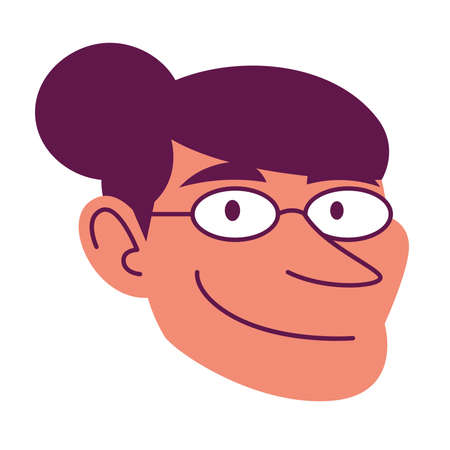 Isolated woman face short hair comic people vector Illustrationのイラスト素材