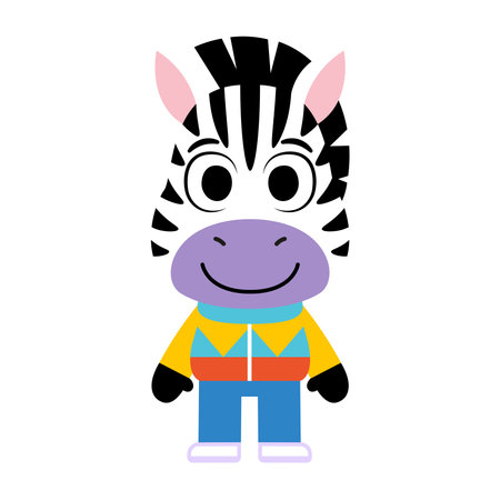 Isolated zebra happy cartoon kawaii Vectorのイラスト素材