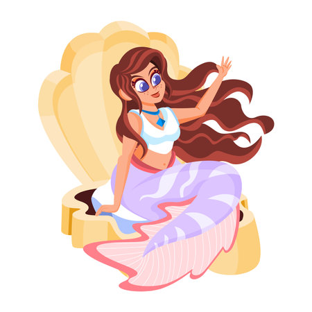 Vector Cartoon Mermaid Character isolated illustrationのイラスト素材