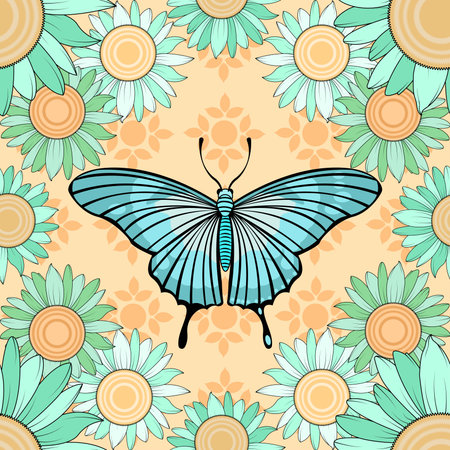 Vector Flower Pattern Wallpaper isolated illustrationのイラスト素材
