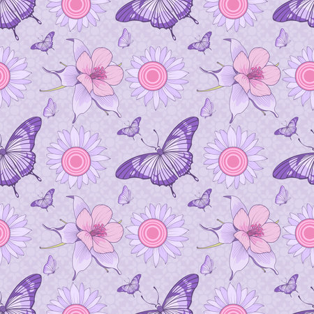 Vector Flower Pattern Wallpaper isolated illustrationのイラスト素材