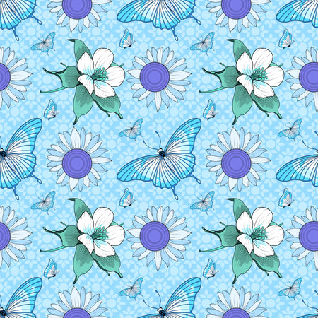 Vector Flower Pattern Wallpaper isolated illustrationのイラスト素材