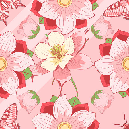 Vector Flower Pattern Wallpaper isolated illustrationのイラスト素材