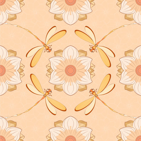 Vector Flower Pattern Wallpaper isolated illustrationのイラスト素材