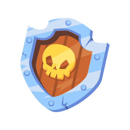 vector cute shield medieval fantasy cartoon illustration isolatedのイラスト素材