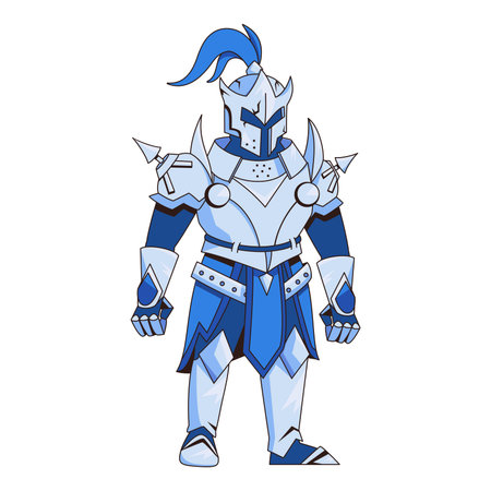 vector cute knight medieval fantasy cartoon illustration isolatedのイラスト素材