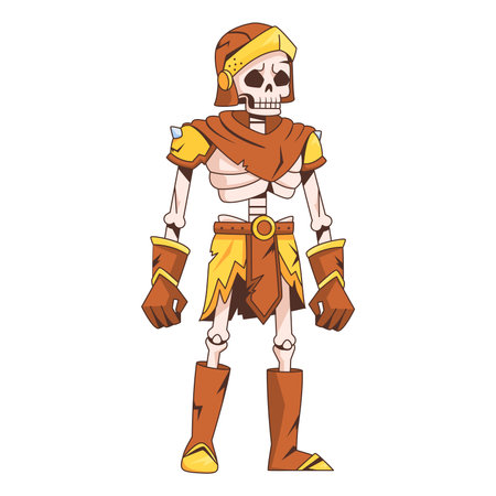 vector cute human skeleton medieval fantasy cartoon illustration isolatedのイラスト素材