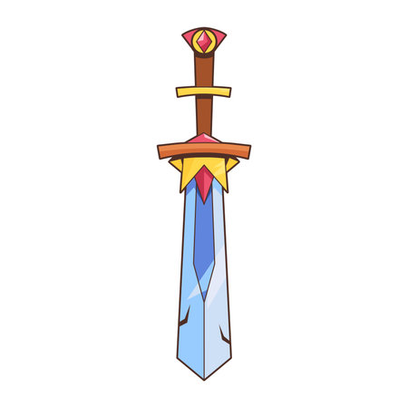 vector cute sword medieval fantasy cartoon illustration isolatedのイラスト素材