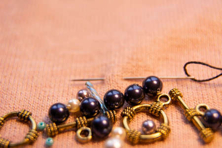 Colorful glass beads and crystals. Variety of shapes and colors to make a bead necklace or a string...