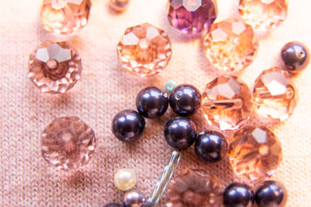 Colorful glass beads and crystals. Variety of shapes and colors to make a bead necklace or a string...