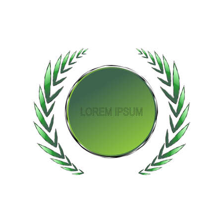 Wreath of green leaves, logo, finished design .Vector illustration.のイラスト素材