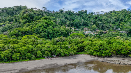 Tropical Mountains and Lush Jungle in Dominical, Costa Rica â€“ Aerial View