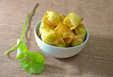 A Bowl of Fried Dumplings Wrapped Quail Eggsの写真素材