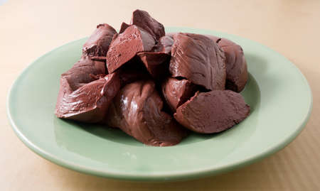 Cuisine and Food, Congealed Pork Blood, Pork Blood Pudding or Pig Blood Curd in A Plated for Asian Cuisine.の写真素材